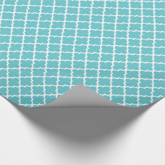 Blauwgroen blauw Quatrefoil Patroon Gift Wrap Cadeaupapier (Hoek)