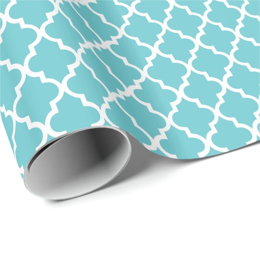 Blauwgroen blauw Quatrefoil Patroon Gift Wrap Cadeaupapier (Rol Hoek)