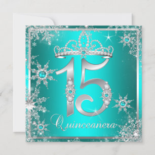 Blauwgroen blauw Quinceanera Winter Wonderland Sno Kaart