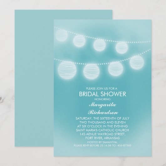 blauwgroen blauw romantisch lantaarns vrijgezellen kaart (Voorkant / Achterkant)