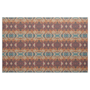 Blauwgroen Blauw Rood Taupe Bruin Oranje Etnische Stof