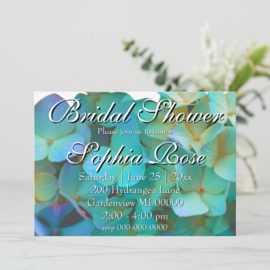 Blauwgroen blauw roze hortensia's floral Vrijgezel Kaart (Staand voorkant)