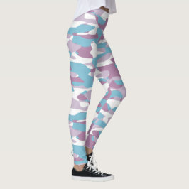 Blauwgroen Blauw Roze Paars Witte Camouflage Patro Leggings