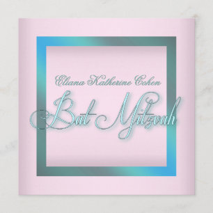 Blauwgroen blauw roze vleermuis mitswa uitnodiging