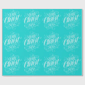 Blauwgroen blauw script voor prettige kersttalk cadeaupapier (Vlak)