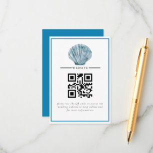  Blauwgroen Blauw Single Seashell Wedding Informatiekaartje