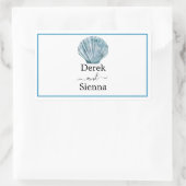  Blauwgroen Blauw Single Seashell Wedding Rechthoekige Sticker (Tas)