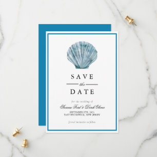  Blauwgroen Blauw Single Seashell Wedding Save The Date