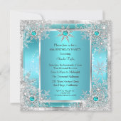 Blauwgroen blauw Snowflake Silver Winter Wonderlan Kaart (Voorkant)