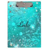 Blauwgroen Blauw Sparkly Glitter Name Aqua Klembord (Voorkant)