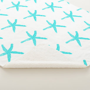 Blauwgroen blauw stervispatronen Witte Kerstmis Sherpa Deken
