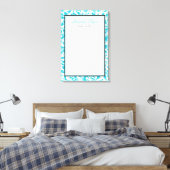Blauwgroen Blauw Swirl Damask Bat Mitzvah Inloggen Canvas Afdruk (Insitu (Slaapkamer))