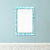 Blauwgroen Blauw Swirl Damask Bat Mitzvah Inloggen Canvas Afdruk (Insitu (Houten vloer))