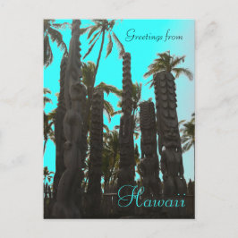 Blauwgroen blauw tiki thema begroeting briefkaart