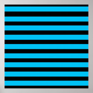 Blauwgroen blauw Turquoise en wit Stripes Patroon Poster