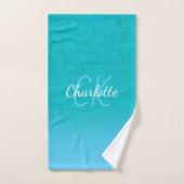 Blauwgroen blauw Turquoise glitter aqua monogram i Bad Handdoek (Handdoek)