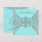 Blauwgroen Blauw Verjaardagsfeest Kaart (Voorkant / Achterkant)