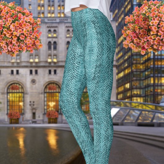 Blauwgroen blauw viper Snakeskin Leggings
