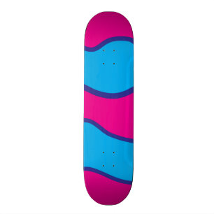 Blauwgroen blauw, warm roze kleurgolven patroon skateboard