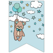 Blauwgroen blauw Welkome Beer Jongen Baby shower Vlaggetjes (Eerste vlag)