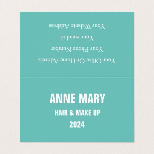 Blauwgroen Blauw Wit Haar Salon Make-up Modern 202 Visitekaartjes (Buitenkant ongevouwen)