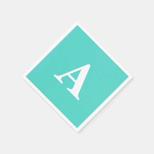 Blauwgroen blauw wit monogram Initiaal Aangepaste  Servet (Hoek)