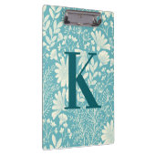 Blauwgroen blauw-witte  Floral-Patroonmonogram Klembord (Rechts)