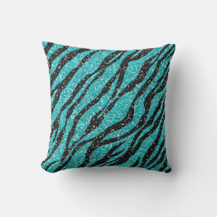 Blauwgroen blauw Zebra Afdrukken Sierkussen