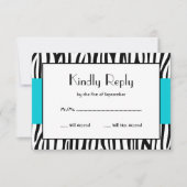 Blauwgroen Blauw Zebra Modern RSVP (Voorkant)