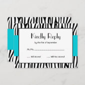 Blauwgroen Blauw Zebra Modern RSVP (Voorkant / Achterkant)