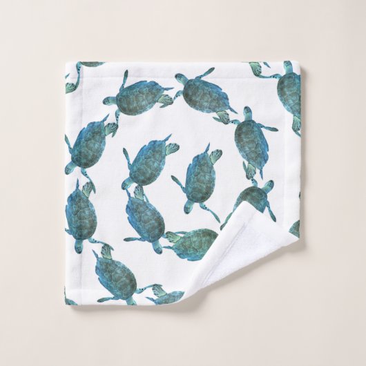 Blauwgroen blauw Zee Bad Handdoek (Wasdoekje)