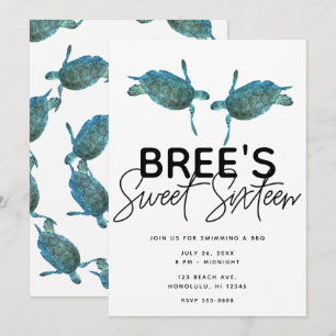 Blauwgroen blauw Zee: Ocean Beach Sweet 16 Party I Kaart