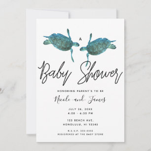 Blauwgroen blauw Zee, zeeschildpadden Baby shower Kaart