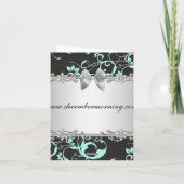 Blauwgroen Blauw Zwart Damask Zilver Dank u kaart (Achterkant)