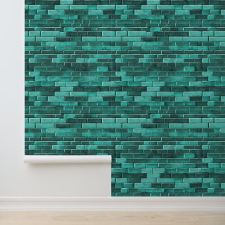 Blauwgroen Blauwe Bakstenen Grijs Naadloze Patrone Behang