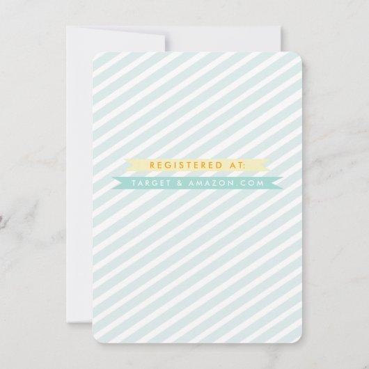 Blauwgroen Blauwe Banners Baby Shower Uitnodiging (Achterkant)