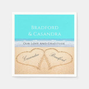 Blauwgroen Blauwe Beach Wedding 2 Harten in de zan Servet