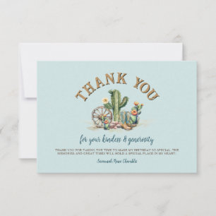 Blauwgroen Blauwe Bloeiende Cactus Laarzen Dank u  Bedankkaart