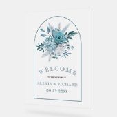 Blauwgroen Blauwe Bloemen En Arch Frosted Welkom T Acryl Bord (Hoek)