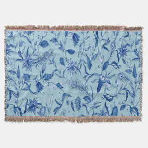 Blauwgroen Blauwe bloemen op een beeldhouwtextuur Deken