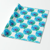 Blauwgroen Blauwe Daisy Cadeaupapier (Uitgerold)