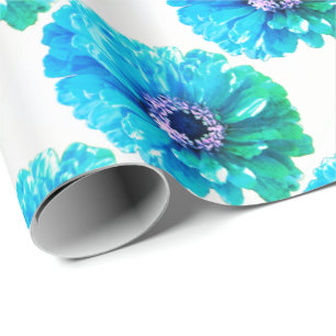 Blauwgroen Blauwe Daisy Cadeaupapier