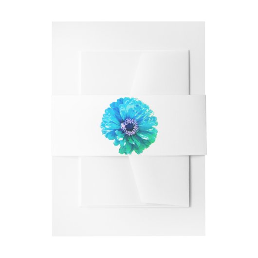 Blauwgroen Blauwe Daisy Uitnodigingen Wikkel (Voorkant Voorbeeld)