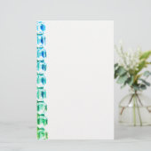 Blauwgroen blauwe diamanten, blauwgroen blauwe ed briefpapier (Staand voorkant)