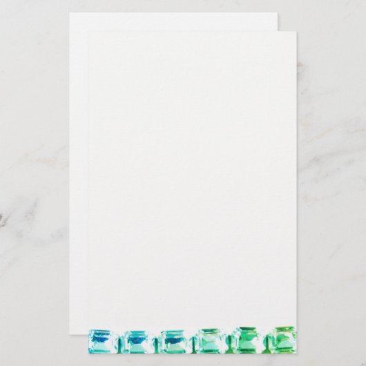 Blauwgroen blauwe diamanten, blauwgroen blauwe ed briefpapier (Voorkant / Achterkant)