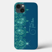 Blauwgroen blauwe elegante glans Case-Mate iPhone case (Achterkant)