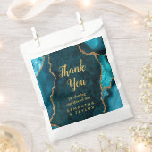 Blauwgroen blauwe en gouden oorkonde bruiloft Hart Bedankzakje (Geknipt)