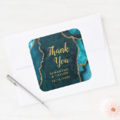 Blauwgroen blauwe en gouden oorkonde bruiloft Hart Vierkante Sticker (Envelop)