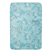 Blauwgroen blauwe en witte Abstracte Paisley-afdru Badmat (Voorkant Verticaal)