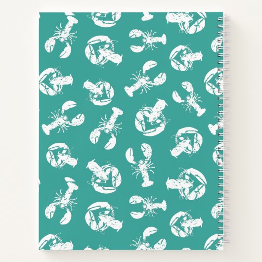 Blauwgroen blauwe en witte lobster afdrukken notitieboek (Achterkant)
